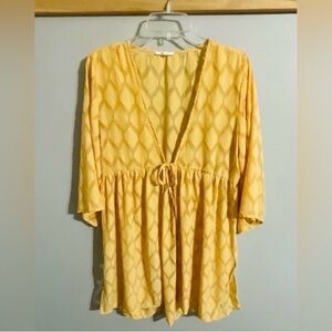 Maurices Yellow Tie-Front Tunic Kimono